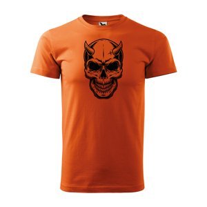 Tričko s potiskem Skull 1 - oranžové XL