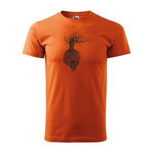 Tričko s potiskem Skull 2 - oranžové 2XL