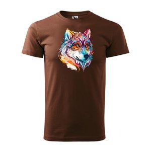 Tričko s potiskem Wolf paint 2 - hnědé 2XL