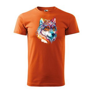 Tričko s potiskem Wolf paint 2 - oranžové L