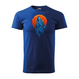 Tričko s potiskem Bloodmoon Wolf - modré XL