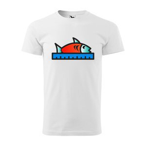 Tričko s potiskem Ryba s metrem - bílé L