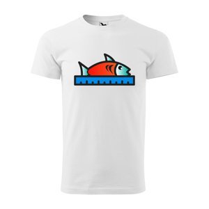 Tričko s potiskem Ryba s metrem - bílé 3XL