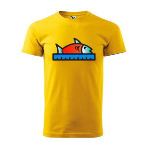 Tričko s potiskem Ryba s metrem - žluté 5XL