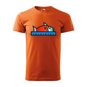 Tričko s potiskem Ryba s metrem - oranžové XL