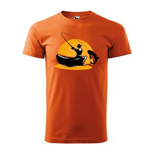 Tričko s potiskem Rybář 1 - oranžové L