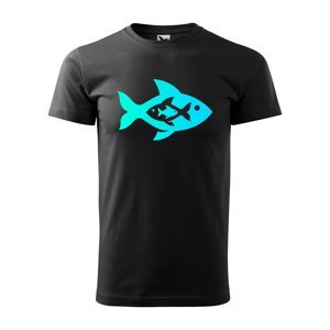 Tričko s potiskem Fish blue - černé 2XL