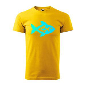 Tričko s potiskem Fish blue - žluté S