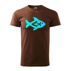 Tričko s potiskem Fish blue - hnědé 5XL