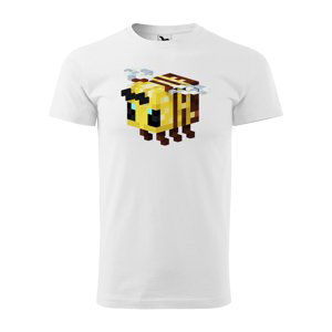 Tričko s potiskem Blocks Bee - bílé 5XL