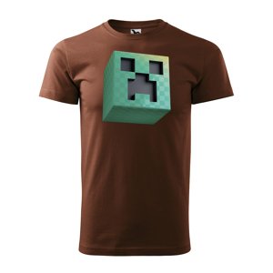 Tričko s potiskem Blocks Creeper - hnědé L