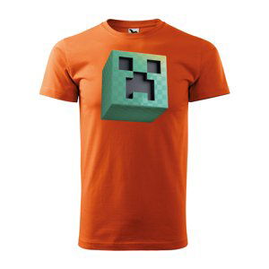 Tričko s potiskem Blocks Creeper - oranžové XL