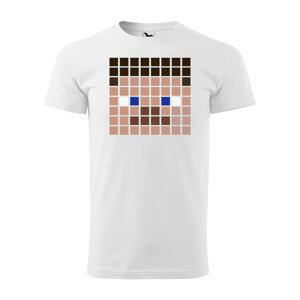 Tričko s potiskem Blocks Steve - bílé 3XL