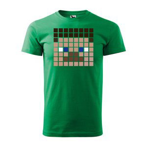 Tričko s potiskem Blocks Steve - zelené 4XL