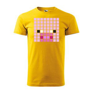 Tričko s potiskem Blocks Pig - žluté 5XL