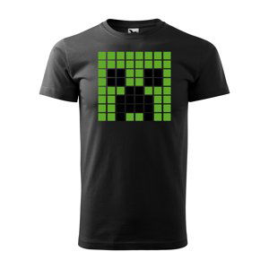 Tričko s potiskem Blocks Creeper Green - černé M
