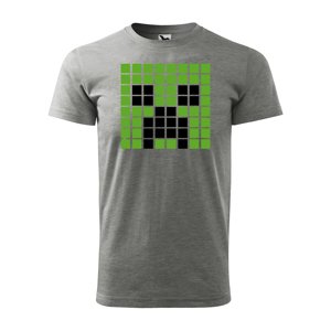 Tričko s potiskem Blocks Creeper Green - šedé 5XL