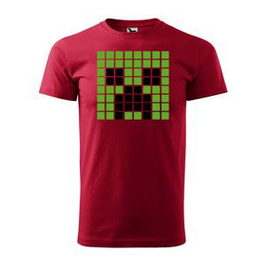 Tričko s potiskem Blocks Creeper Green - červené 2XL