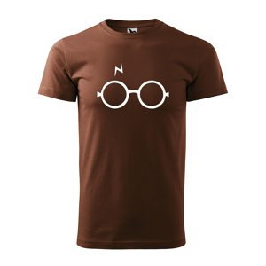 Tričko s potiskem Brýle a jizva - hnědé L