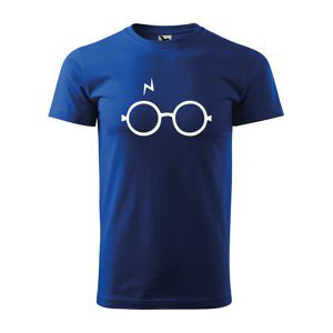 Tričko s potiskem Brýle a jizva - modré L