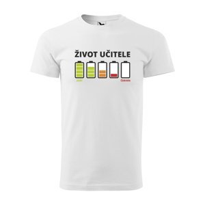 Tričko s potiskem Život učitele Září-Červen - bílé XL