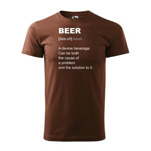 Tričko s potiskem Beer - hnědé 4XL