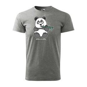 Tričko s potiskem Dělám co můžu Panda - šedé 2XL