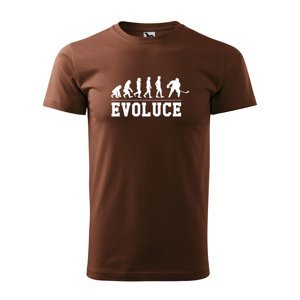 Tričko s potiskem Evoluce hokejisty - hnědé 2XL