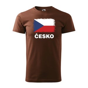 Tričko s potiskem Česko - hnědé 3XL