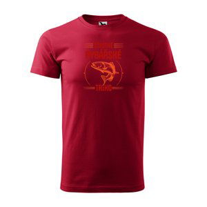 Tričko s potiskem Šťastné rybářské triko - červené L