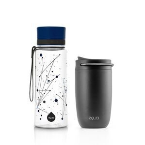 Sada 2 EQUA produktů Cup Black 300 ml termohrnek z nerezové oceli + Universe 600 ml ekologická plastová lahev na pití bez BPA