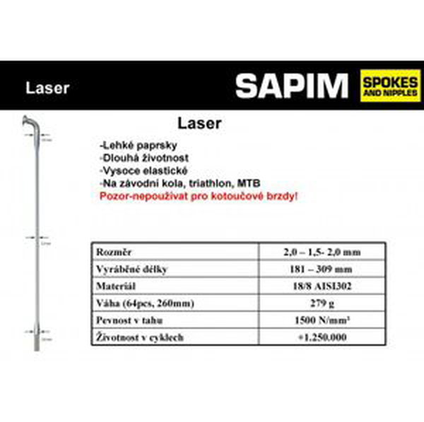 Dráty Sapim Laser, černé Varianta: 260 mm