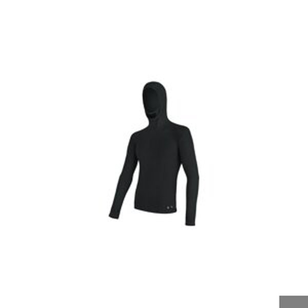 SENSOR MERINO DF pánské triko dl.rukáv s kapucí černá Velikost: XXXL