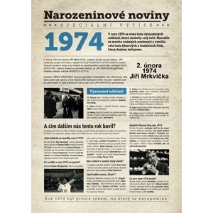 Narozeninové noviny 1974 s vlastním textem  a fotografií, S textem