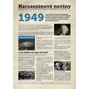 Narozeninové noviny 1949 s vlastním textem a fotografií, S textem