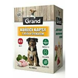 GRAND kaps. deluxe pes kuřecí s rýží a špenát. 4x300g