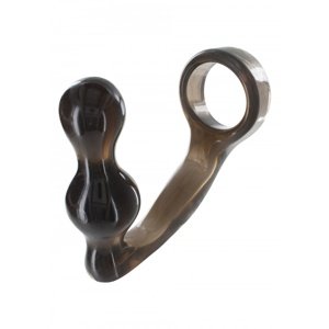 ToyJoy Manpower Plug & Penis Ring, anal lock 12x4,3cm kouřově