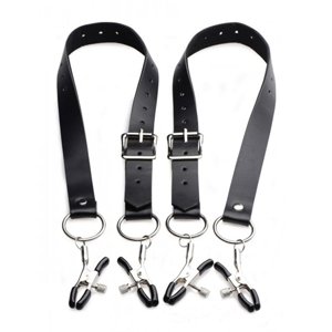 Skřipce na klitoris Master Series Spread Labia Spreader Straps with Clamps