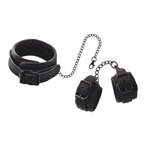 Obojek a pouta FETISH SUBMISSIVE COLLAR AND WRIST CUFFS