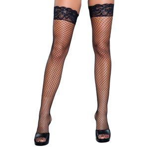Punčochy BE WICKED Amber Fishnet Stockings With Lace black S-L