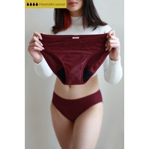 SAYU Menstruační kalhotky Klasické s krajkou bordó velikost 40