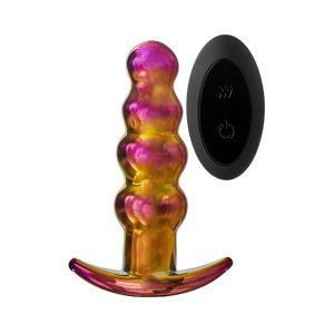 Kolík anální Dream Toys GLAMOUR GLASS REMOTE BEADED duhový