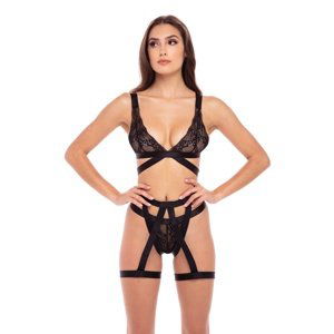 Souprava René Rofé STRAPS AND GARTERS BRA SET černá M-L