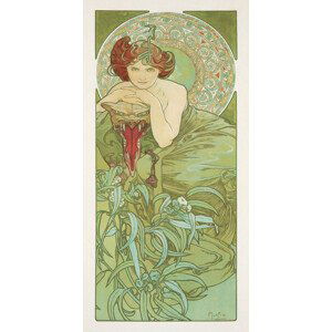 Obrazová reprodukce Emerald from The Precious Stones Series (Beautiful Distressed Art Nouveau Lady) - Alphonse / Alfons Mucha, (20 x 40 cm)
