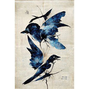 Ilustrace Blue Birds, Treechild, (26.7 x 40 cm)