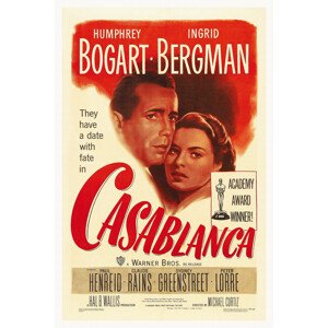 Obrazová reprodukce Casablanca (Vintage Cinema / Retro Theatre Poster), (26.7 x 40 cm)