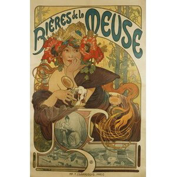 Mucha, Alphonse Marie - Obrazová reprodukce Meuse Beer; Bieres de La Meuse, 1897, (26.7 x 40 cm)