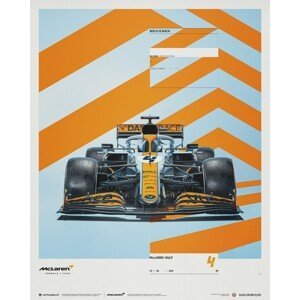 Umělecký tisk McLaren x Gulf - Lando Norris - 2021, (40 x 50 cm)