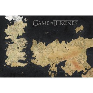 Plakát, Obraz - Game of Thrones - Westeros Map, (120 x 80 cm)