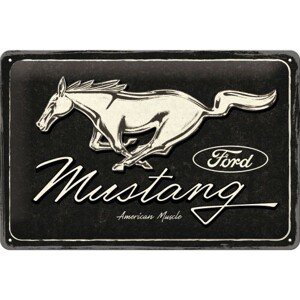 Plechová cedule Ford - Mustang - Logo Black, 30x20 cm